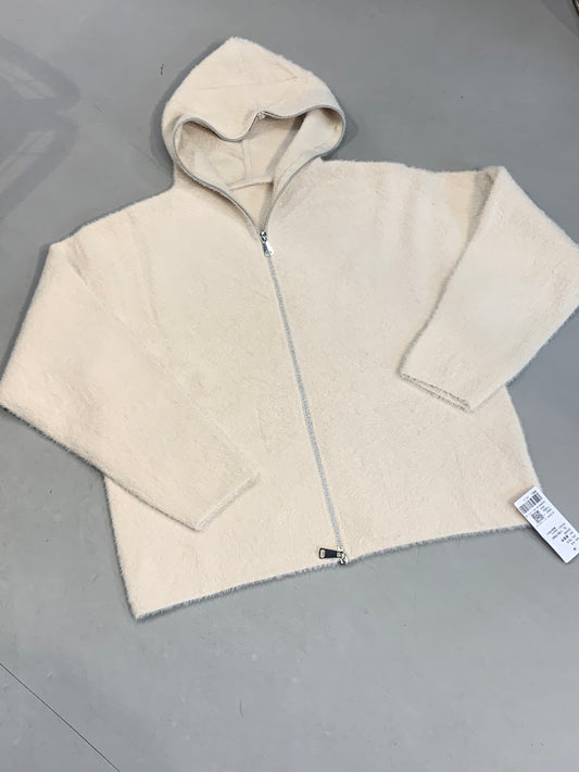 Beige Colour Wool Fleece Imported Hoodie Zipper 7019
