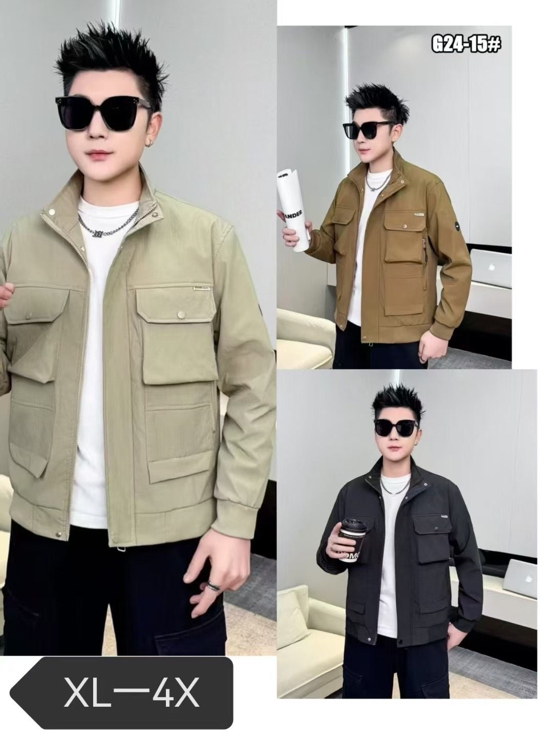 MIN MIN Khaki Colour Premium Quality Oversized Men’s Jacket G2415
