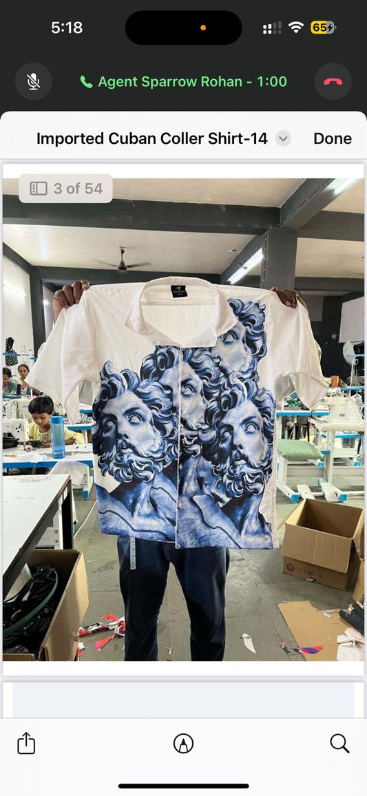 LDA Cream Colour Jesus Blue Printed Half Sleeve Men’s Shirt 989624