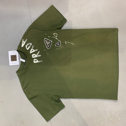 ARP PRA Olive Colour White Paint With Metal Patch Imported Unisex Oversized T Shirt 118