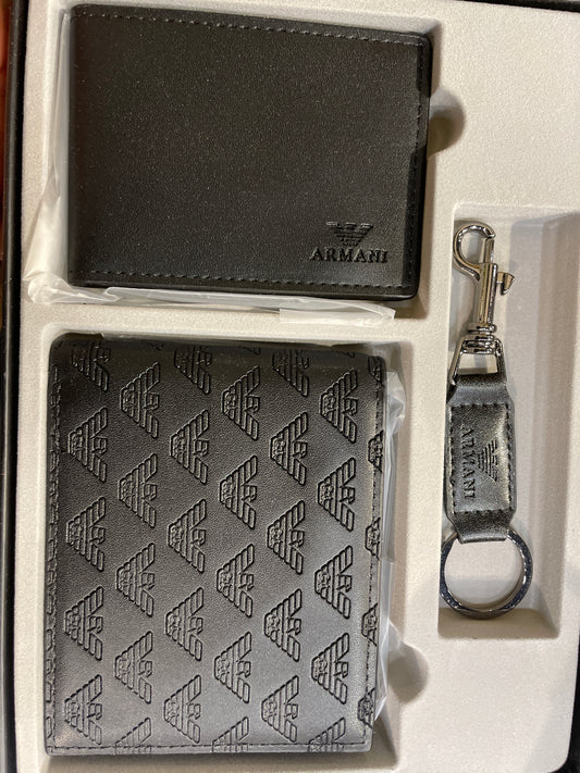 MRA ARM Black Colour Leather Men’s Wallet Card Holder & Key Chain Gift Combo Set 991357