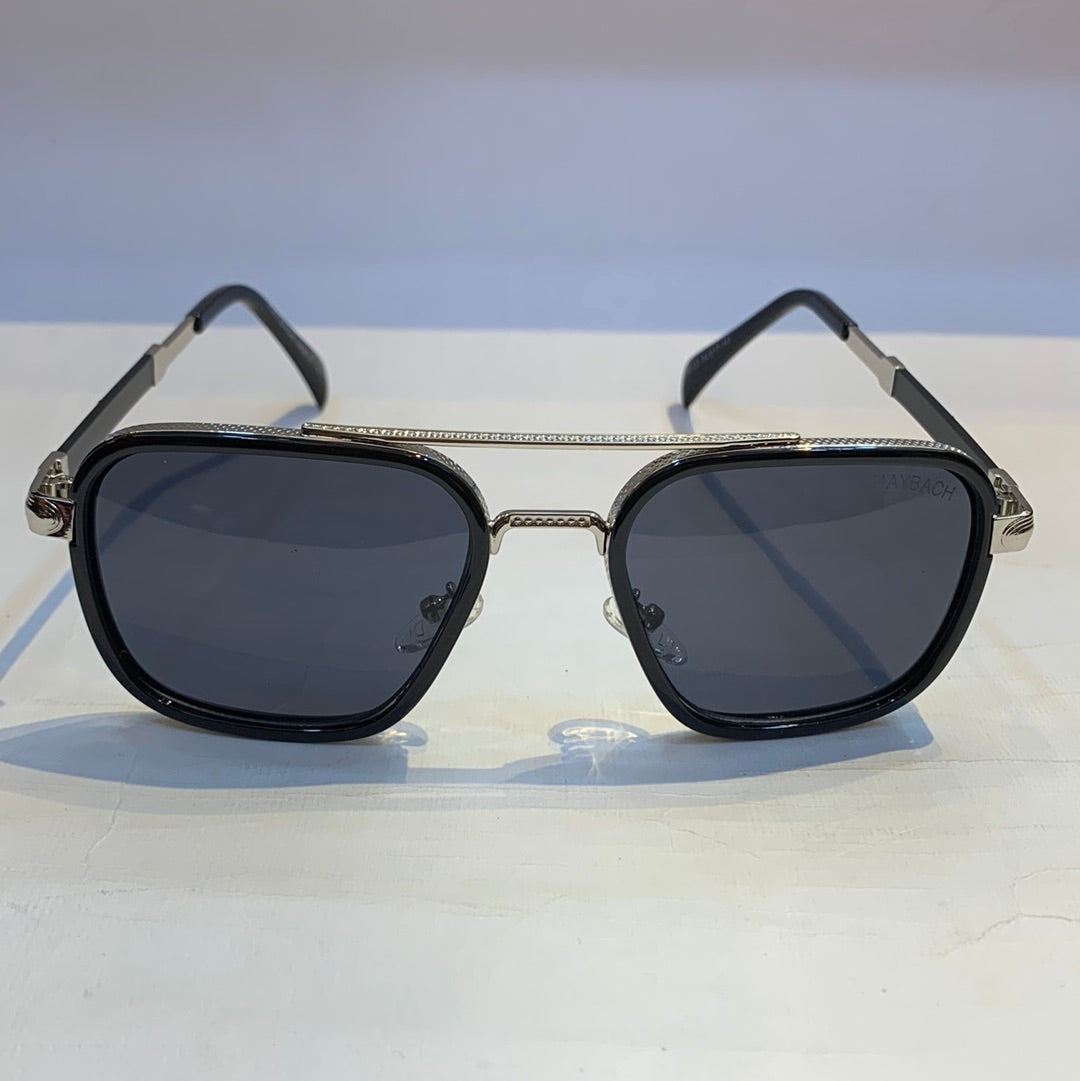 YAM Black Silver Frame Black Shade Sunglass M137 54 17-141