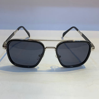 YAM Black Silver Frame Black Shade Sunglass M137 54 17-141