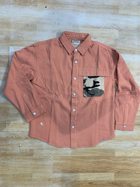 ACCESS Peach Colour Military Pocket Imported Denim Shacket SIWN-10