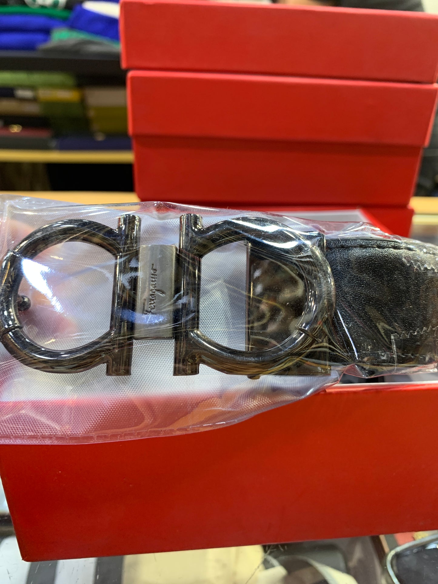 REF FER Black Buckle Black Strap Premium Quality Imported Unisex Belt 989892