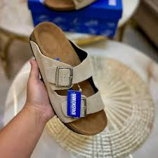 RIB BIR Cream  Suede Leather Unisex Slipper 988971