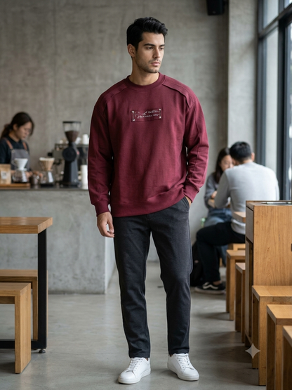 LAB BAL Maroon Colour BALENCIAGA Print Premium Quality SweatShirt 9608-A
