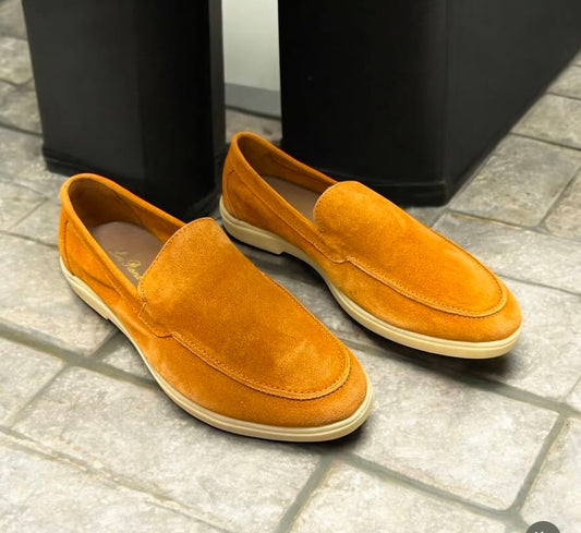 LP Lor Tan Suede Leather Cream Sole Formal Loafer Shoes 4304