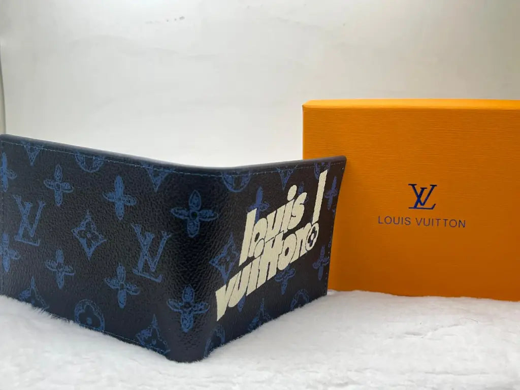 UOL Black Blue Colour Old Flower With White Print Imported Men’s Wallet 990149