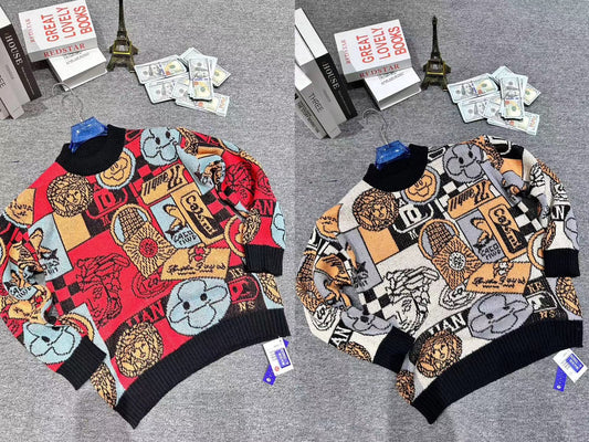 Cream Brown Colour Kintted Premium Quality Printed Sweater 67901