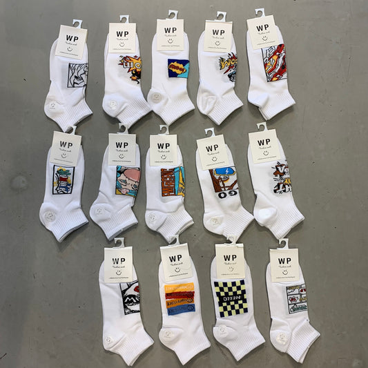 WP Multi Colour With Multy Print Premium Quality Ankle Socks 990041