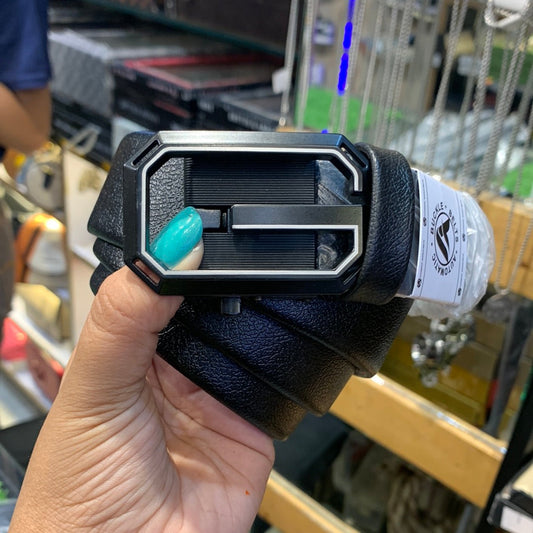 Vig Black Colour Black Silver Buckle Copper Logo Genuine Leather Belt Automatic Buckle 64612