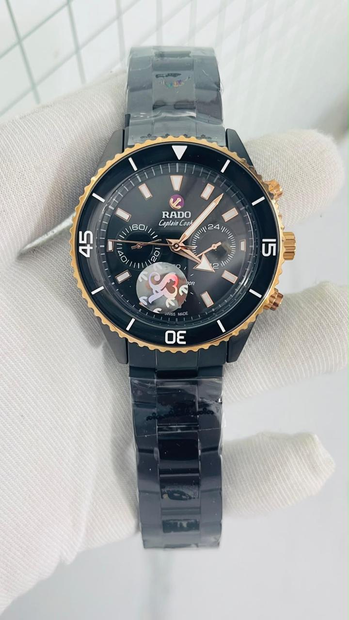DAR RAD Black Chain Black Copper Dial Chrono Working Heavy Machinery Men’s Watch 991306