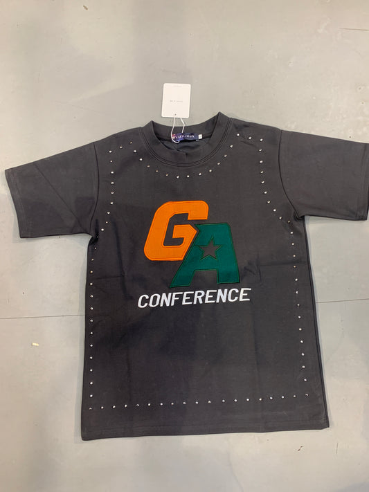 YIZILIRAN Dark Grey Colour GA CONFERENCE With Studd Premium Quality Imported Oversized Unisex T Shirt 990378