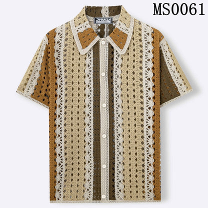 Panda Crochet Beige Brown Cream Colour See Through Imported Unisex Shirt MS0061