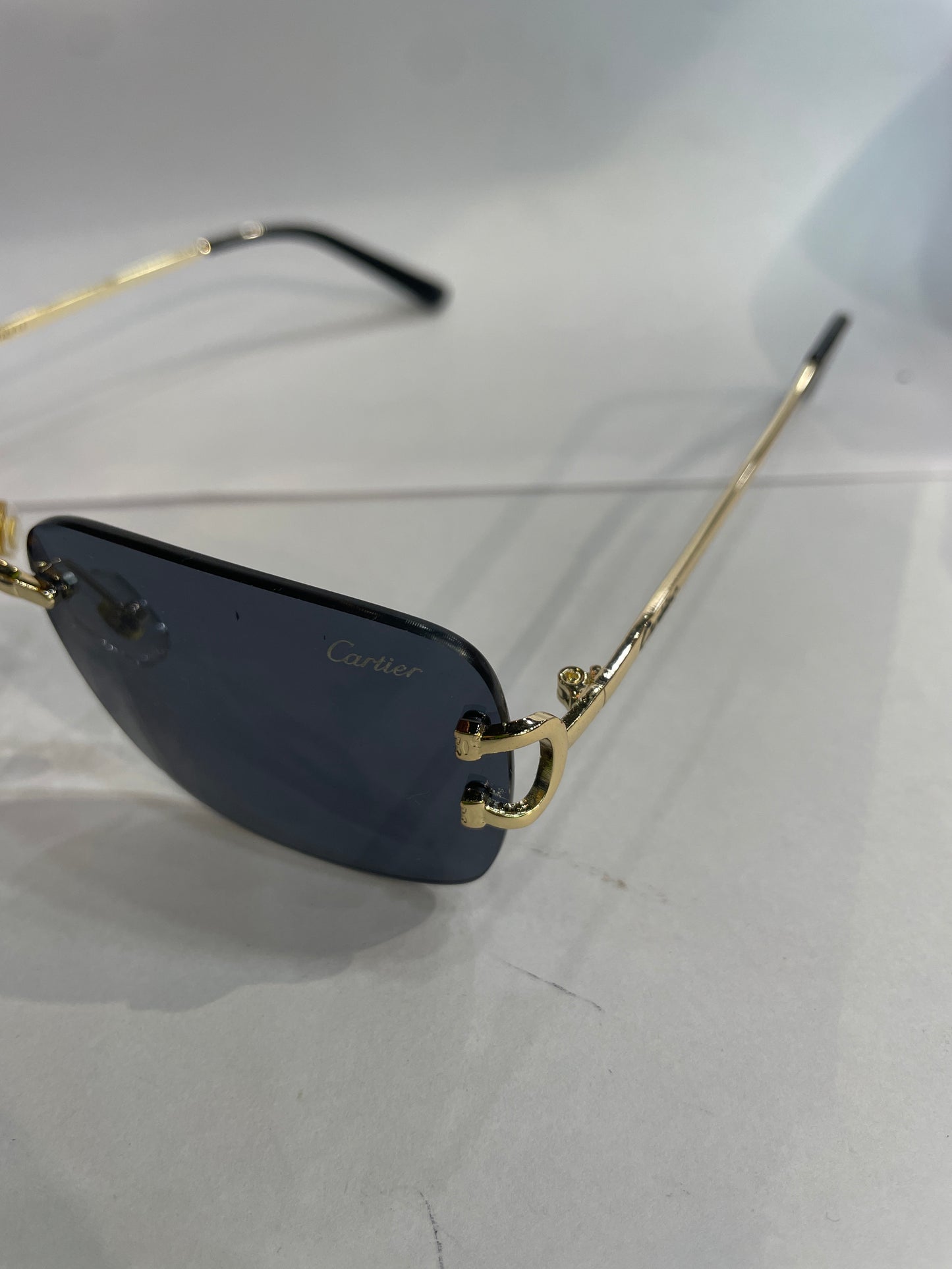 RAC Gold Black Stick Frameless Black Shade Unisex Sunglass T8200650 56 19 140