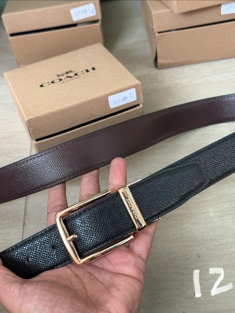 AOC COA Copper Buckle Black Double Side Strap Men’s Belt 991364