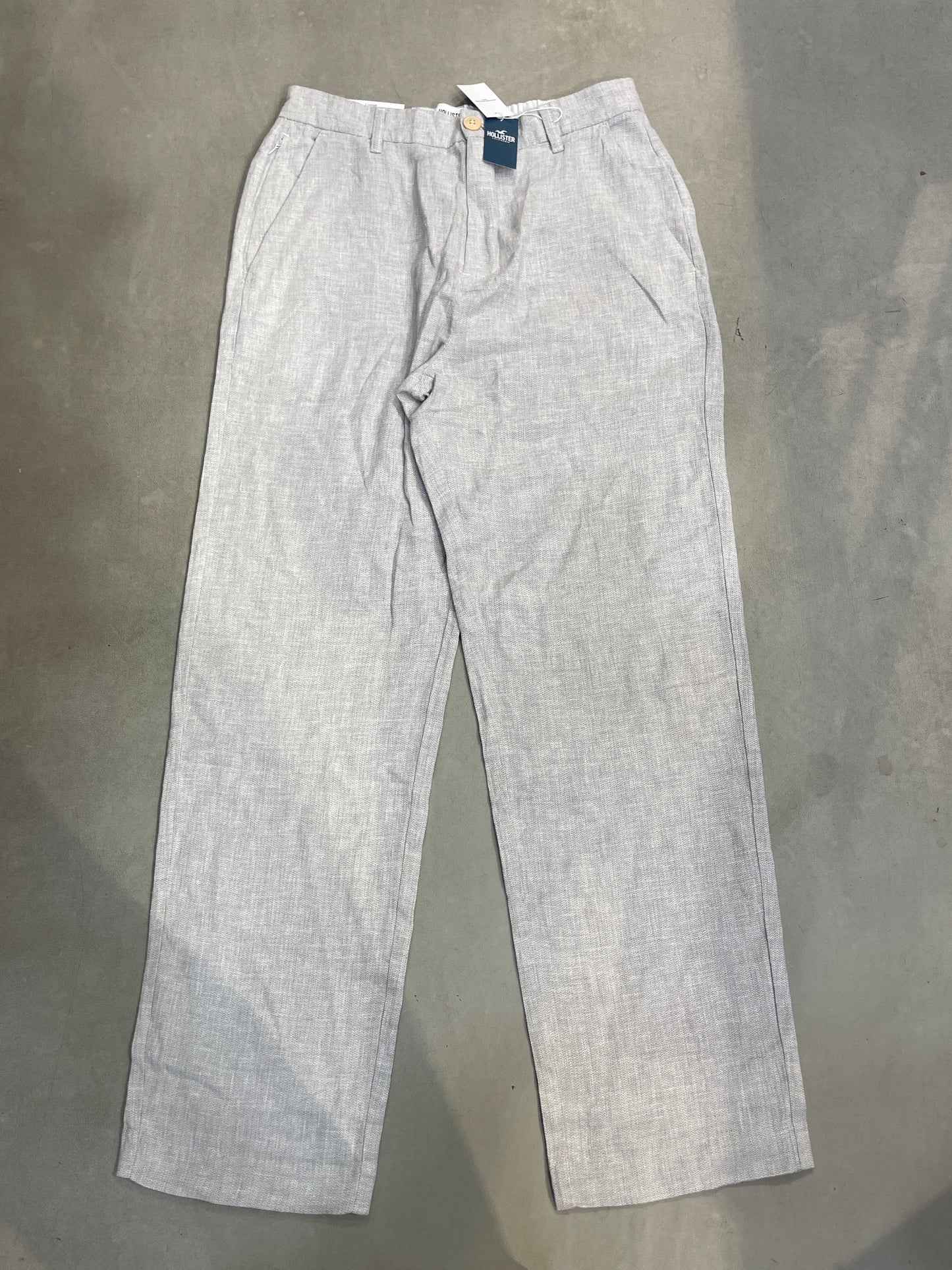 Hollister Grey Colour Regular Fit Premium Quality Unisex Linen Pant 990472