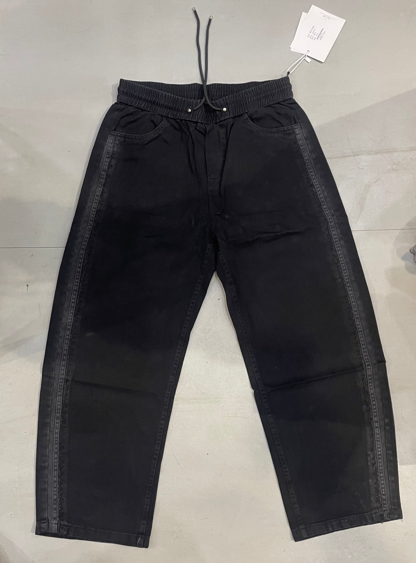 YZY Korean Style Black Grey Baggy Fit With 6 Pocket Denim Cargo Pants Y25536-1