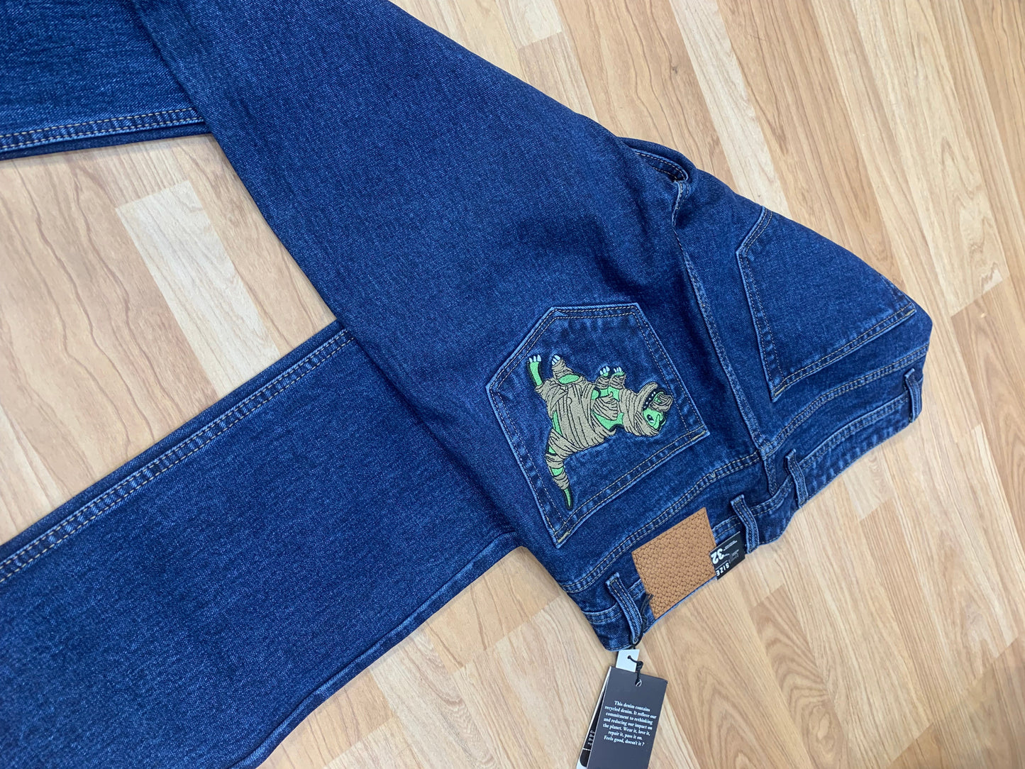 AOC Navy Blue Colour with Dragon Embroidery Straight Fit Jeans 40471