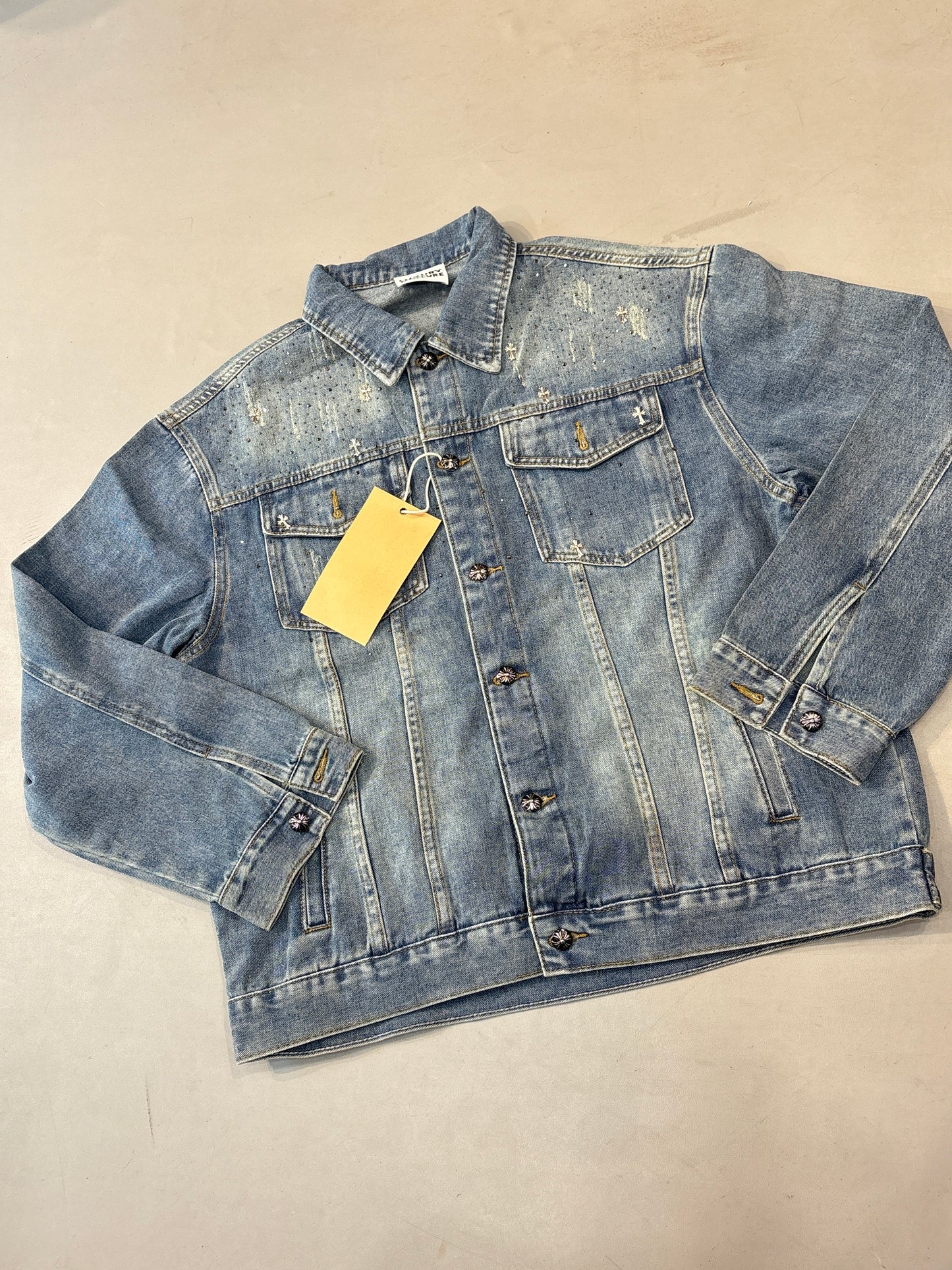 LDA Chr Rhc Blue Colour Stone Work Full Sleeve Denim Jacket 1070