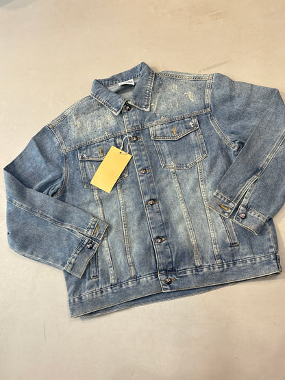 LDA Chr Rhc Blue Colour Stone Work Full Sleeve Denim Jacket 1070