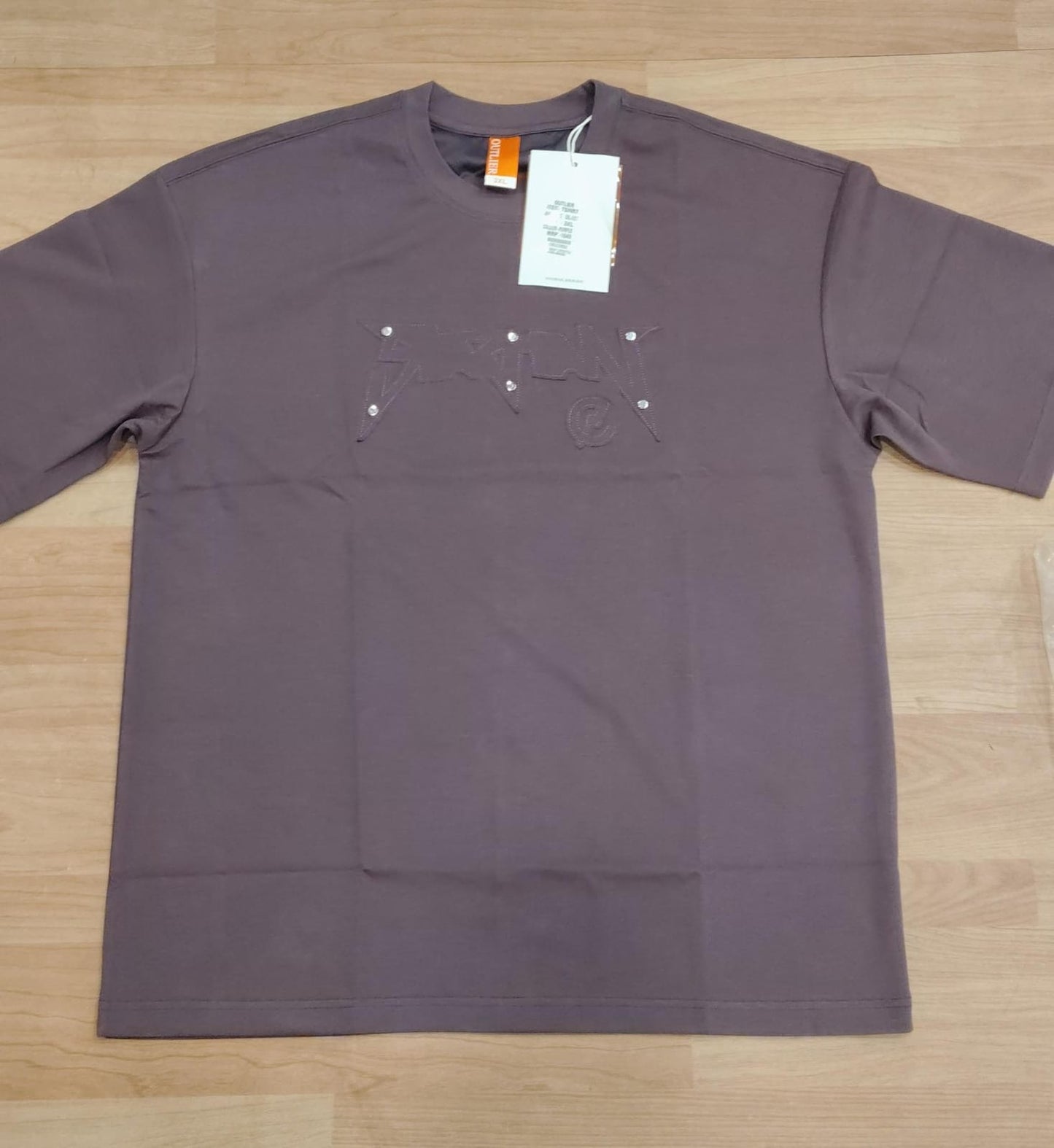 OUTLIER Purple Colour Metal Studd With Patch Premium Quality Round Neck T-Shirt OL 497
