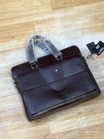 NOM MON Coffee Brown Colour With Multiple Zipper Laptop Bag 11074-1