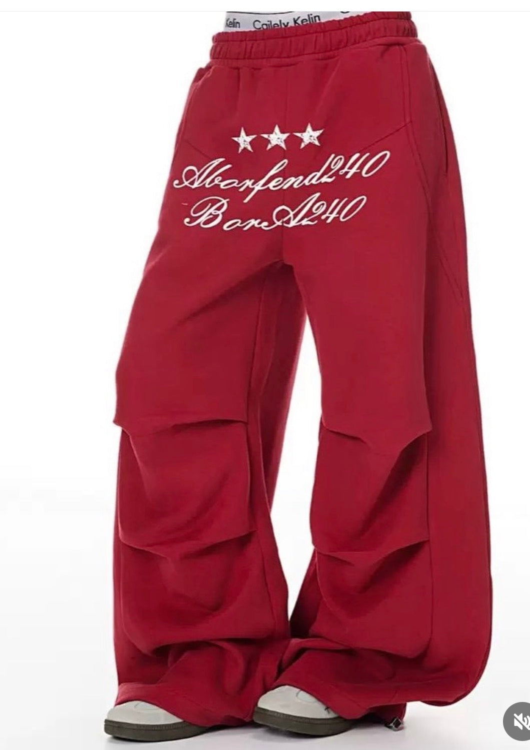 Jinlikaidao Red Colour White Star Print  Premium Quality Imported Baggy Fit Lower 3141