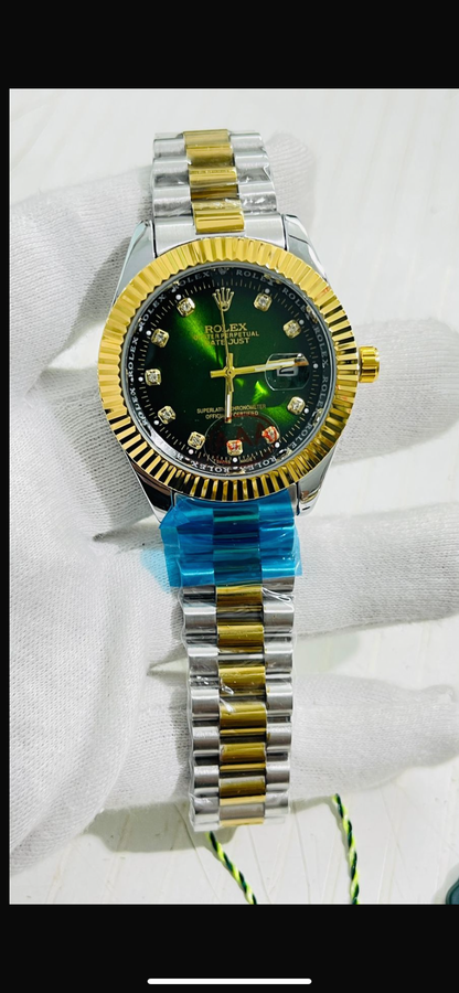 Lor Silver Golden Chain Green Dial Men’s Watch 989334
