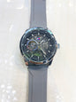 MOT TOM Grey Silicon Strap Silver Ring Black Dial Automatic Men Watch 901364