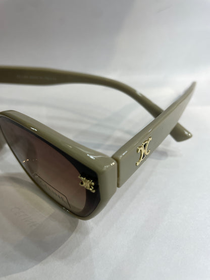 LEC Beige Frame Brown Shade Unisex Sunglasses 55303 58 15 138
