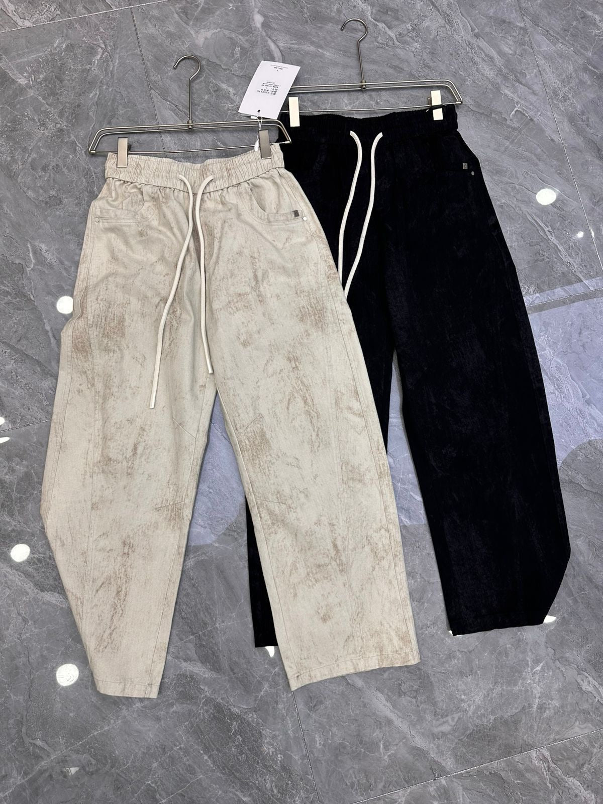 YZY Korean Style Faded Cream Baggy Fit Cargo Pants 259115