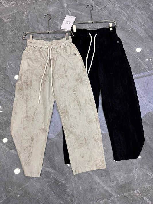 YZY Korean Style Faded Cream Baggy Fit Cargo Pants 259115
