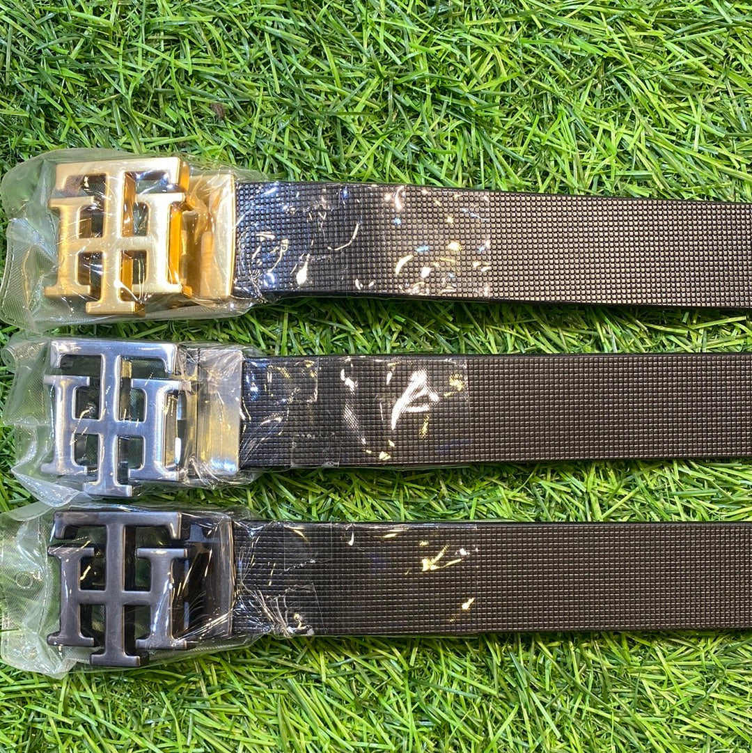 Mot Black Golden Silver Buckle Black Leather Ladies Belt 87466