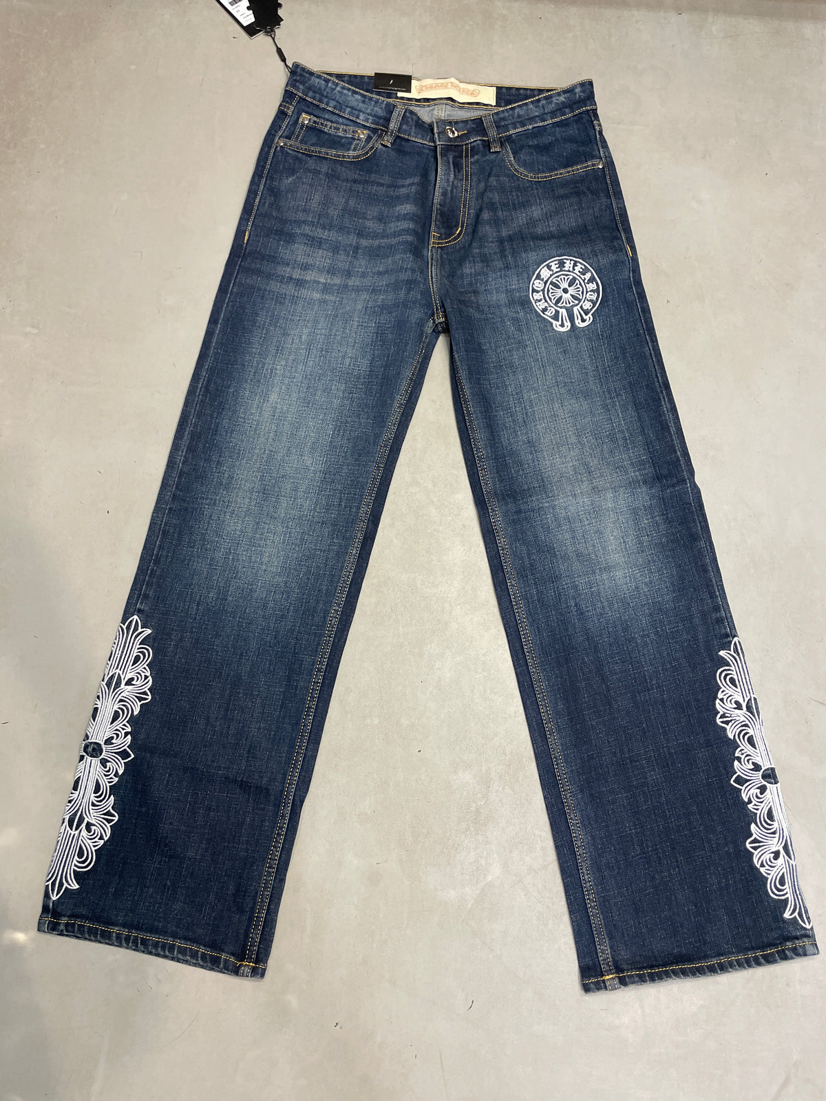 RHC CHR Dark Blue Colour White Embroidery Patch Premium Quailty Straight Fit Imported Jeans 3004A-A
