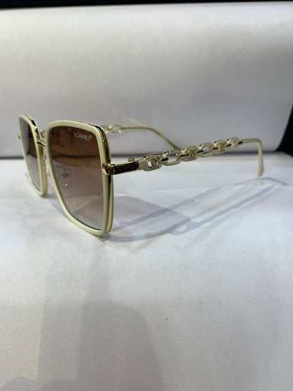 AHC Copper White Frame Brown Shade Unisex Sunglass SUN204