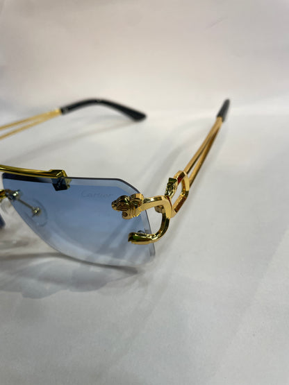 RAC Frameless Golden Black Stick Trancy Blue Shade Sunglass SUN 2034
