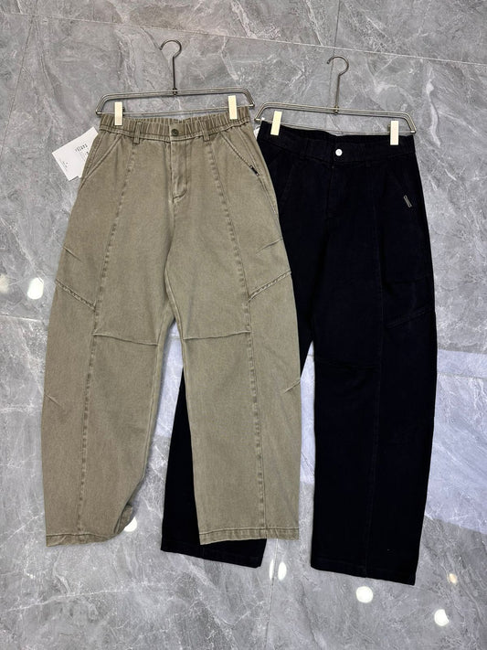 YZY Korean Style Green Baggy Fit Denim Cargo Pants Y25892