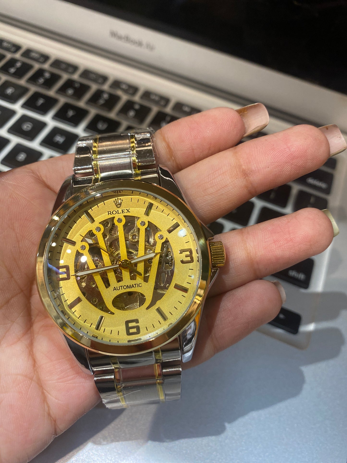Lor Silver Gold Chain Yellow Dial Automatic Men Watch 901872