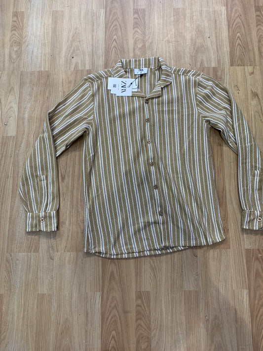 RAZ Yellow White Colour With Crochet Design Premium Quality Full Sleeve Shirt 8091