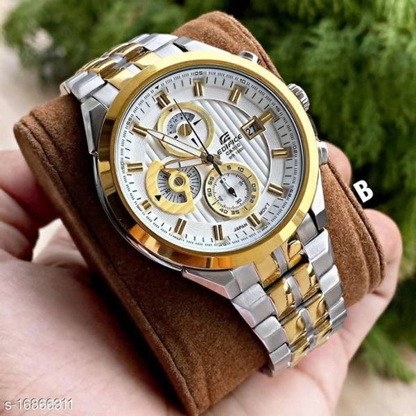 IDE Silver Gold Chain White Dial Chronograph Workin Men’s Watch 988373