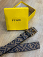 Fen Nef Beige Black Belt Gold Buckle Belt 20507