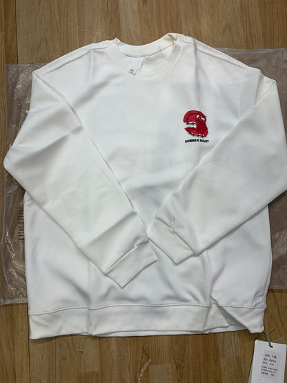 Summer Night White Sweatshirt Back YS Red Embroidered Work 3699