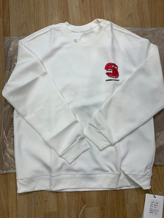 Summer Night White Sweatshirt Back YS Red Embroidered Work 3699