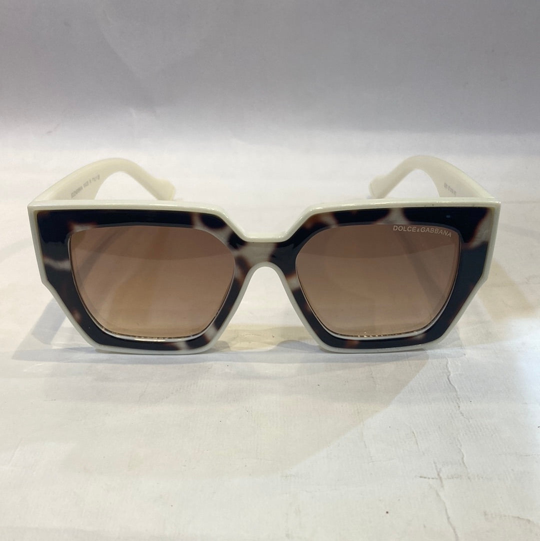 LOD DG White Leopard print Frame Brown Shade Sunglass 8291 57 18-142