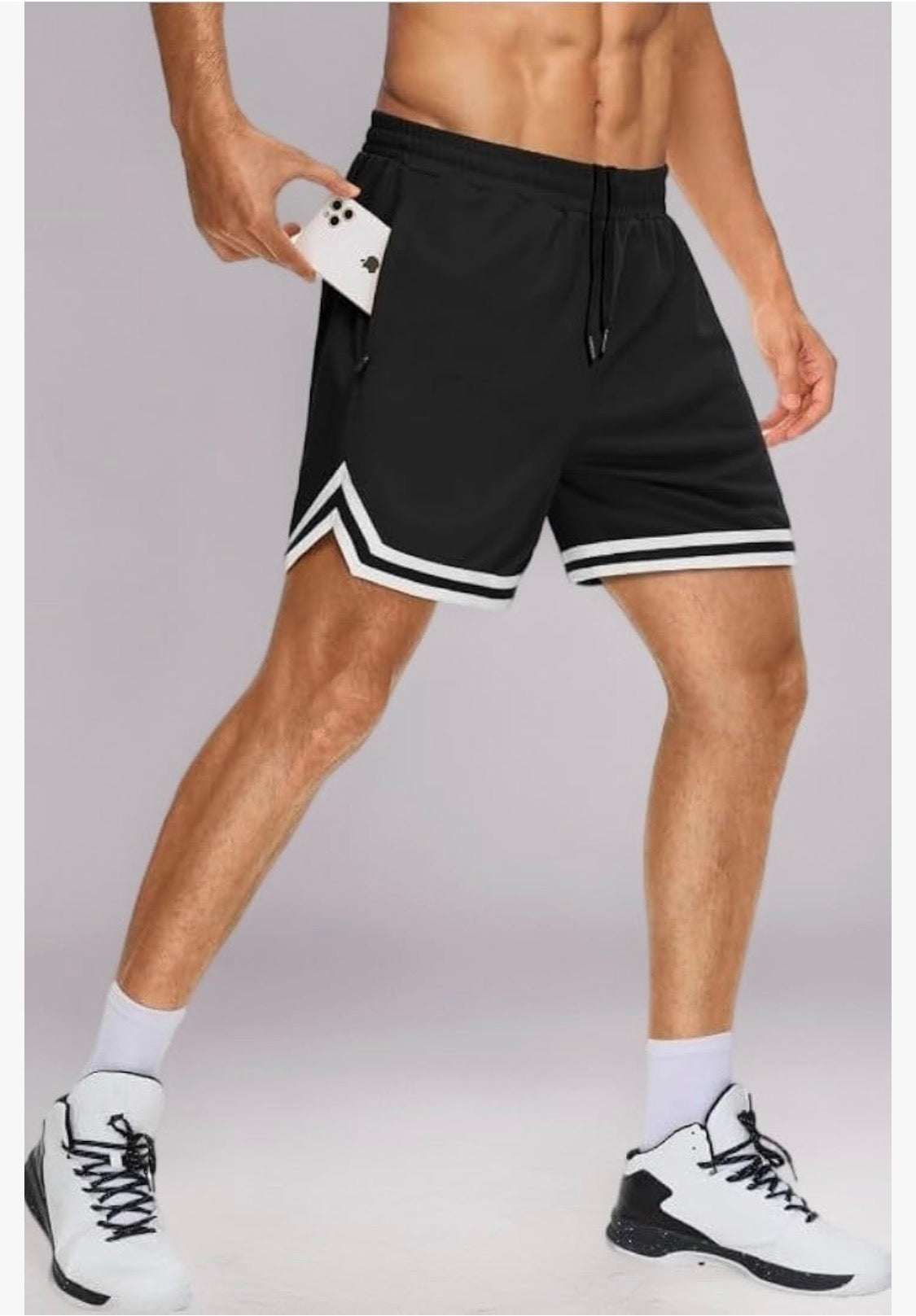Black colour White Lining Premium Quality Imported Men’s  Basketball Shorts Free Size 990481