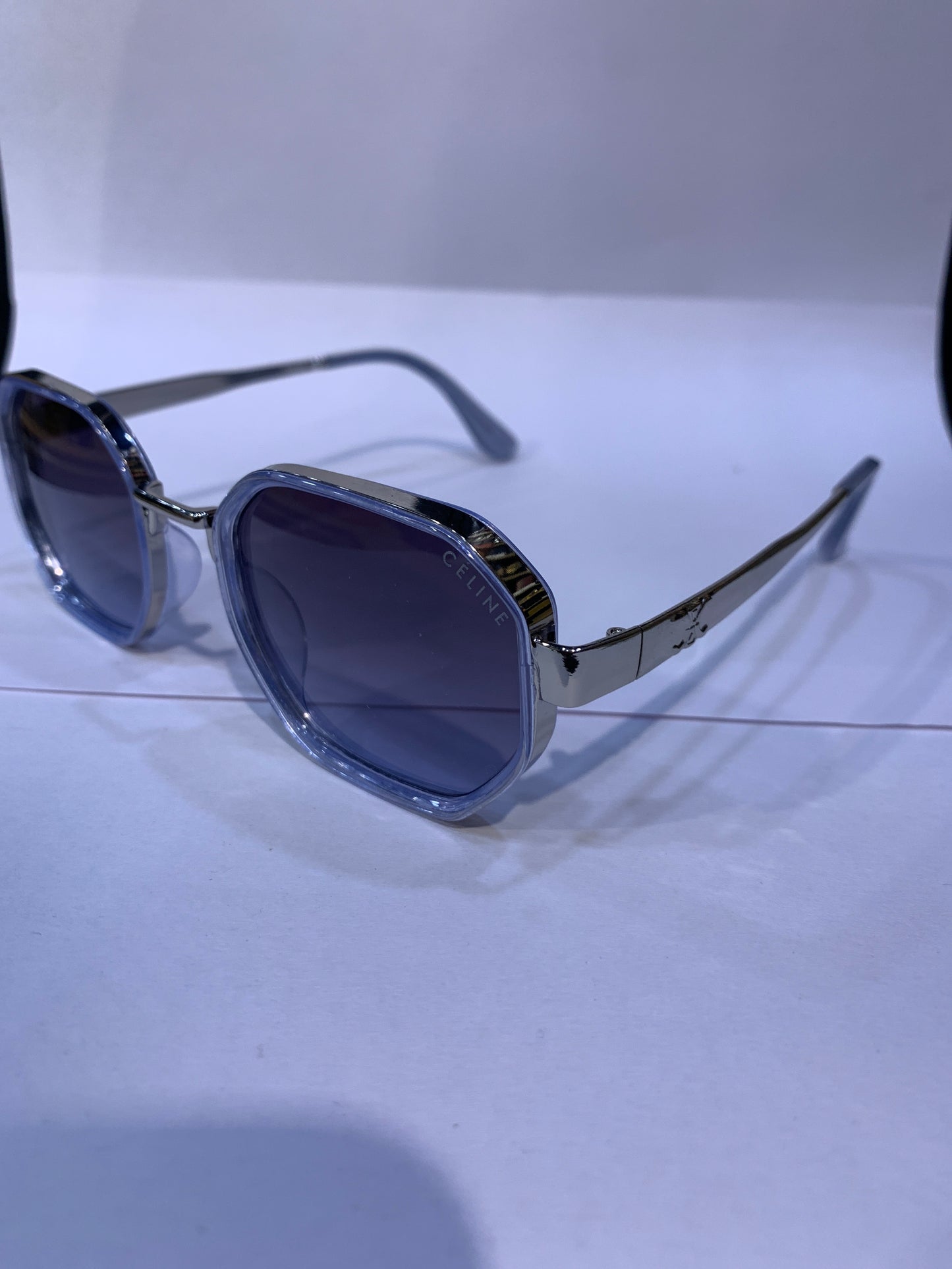 LEC Trancy Blue Silver Frame Trancy Blueish Shade Unisex Sunglasses C-556 57 18 140