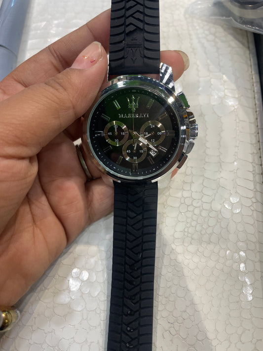 SAM MAS Black Silicon Strap Silver Ring Black Dial Premium Quality Men’s Watch 990924