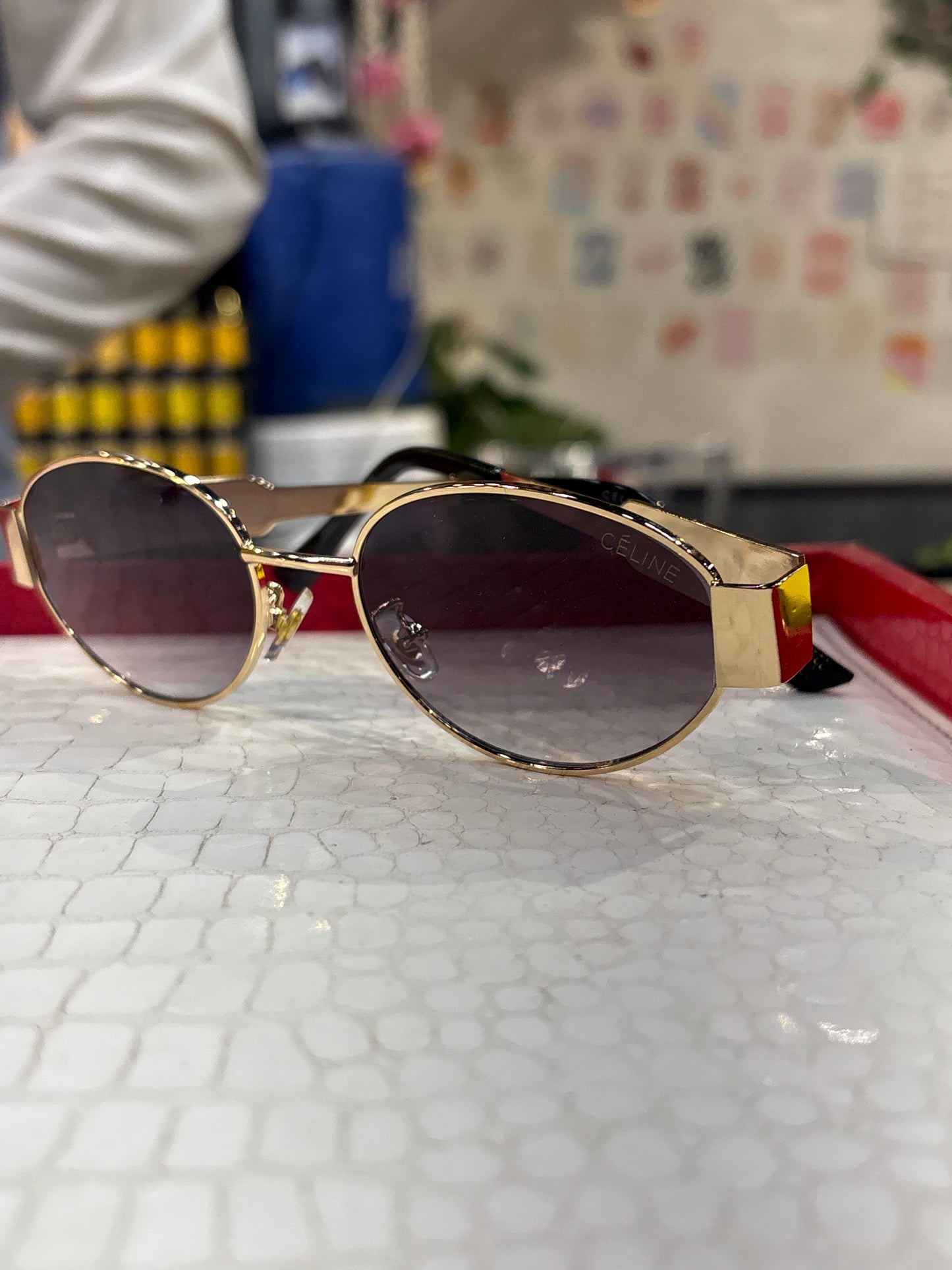 Cel Lec Gold Frame Black Frame Unisex Sunglass 25003 55 17 145